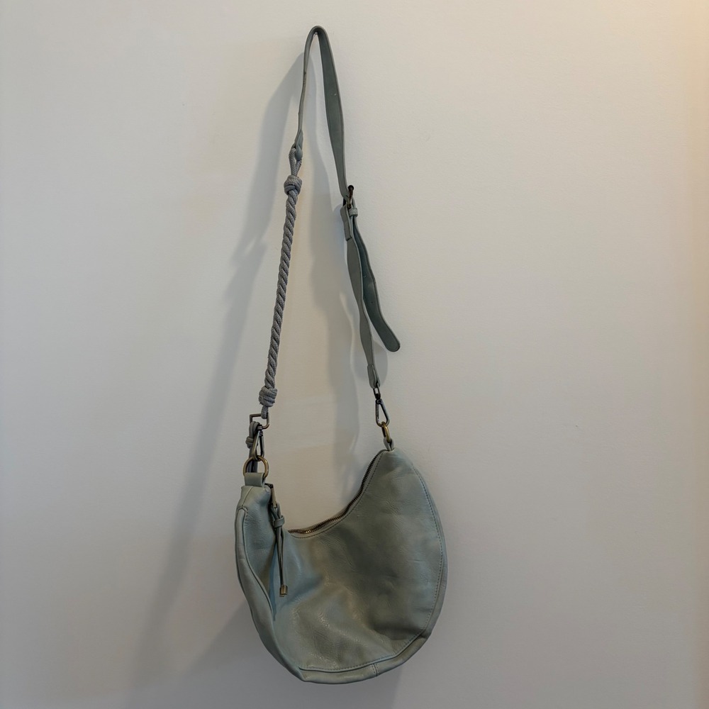 Urban Originals Anthropologie Sage Green Vegan Leather Braided Strap Hobo Bag